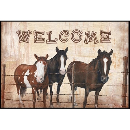 Carolines Treasures Welcome Mat with Horses Indoor or Outdoor Mat CA75226